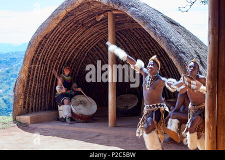 Zulu Tänzerinnen am PheZulu kulturelles Dorf in KwaZulu-Natal Stockfoto