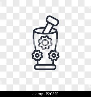 Mörtel mit Blumen vektor Icon auf transparentem Hintergrund isoliert, Mörtel mit Blumen logo Konzept Stock Vektor