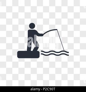 Angelrute und Fisher vektor Icon auf transparentem Hintergrund isoliert, Angelrute und Fisher logo Konzept Stock Vektor
