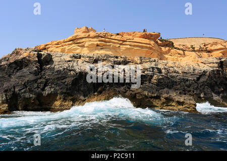 Die Blaue Grotte Grotten in der Nähe der Fischer Hafen von Wied iz-Zurrieq, Süd-Ost-Küste von Malta, Stockfoto