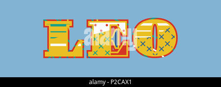 Das Wort 'Leo' Konzept in farbenfrohe abstrakte Typografie geschrieben. Stockfoto