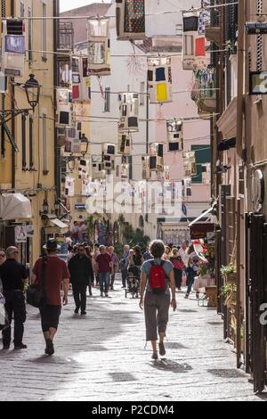 Italien, Sardinien, Sardinien, Alghero, Carrer del Quarte, Straße über Gilbert Ferret Stockfoto