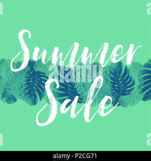 Summer Sale tropischen Palmen Blatt Hintergrund Stockfoto