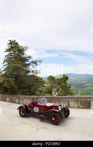 FIAT Siata 514 MM, 1930er, Mille Miglia, 1000 Miglia, 2014, San Marino, RSM, Republik San Marino, Italien, Europa Stockfoto