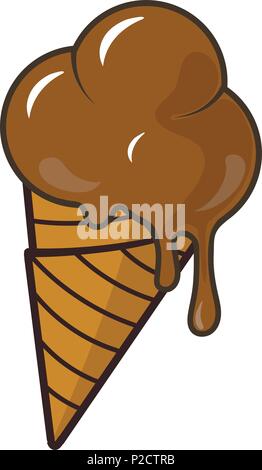 Schokolade Eis in einem Kegel isoliert Stock Vektor