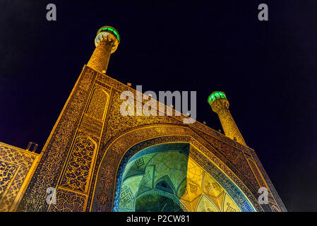 Jameh Moschee bei Nacht. Es ist das Große, gemeindliche Moschee Isfahan. Iran Stockfoto