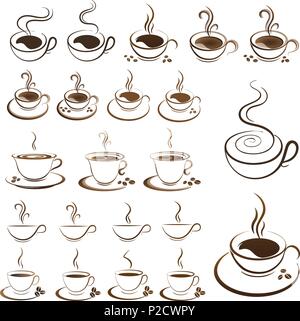 Clipart set Kaffeetasse Vektor auf weißem Hintergrund Stock Vektor