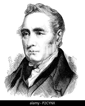 George Stephenson, 1781 - 1848, war ein britischer Ingenieur und Maschinenbauer, digitale Reproduktion von einem ursprünglichen Drucken aus dem 19. Jahrhundert verbessert, 1881 Stockfoto