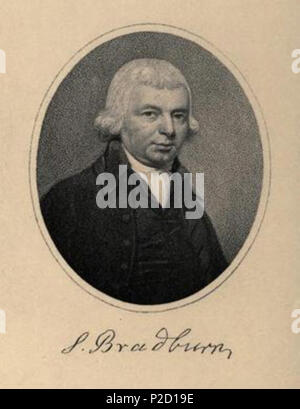 . Englisch: Radierung und Unterschrift des Samuel Bradburn 1751-1816. 1891. Charles H Kelly (ed) 50 Samuel Bradburn 1751-1816 Stockfoto
