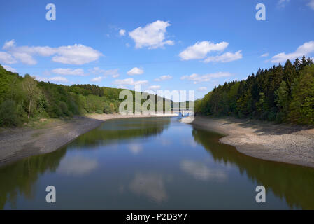 Dam, Listertalsperre, Olpe, Naturpark Ebbegebirge, Sauerland, Nordrhein-Westfalen im Sommer Sonnenschein Stockfoto