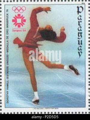 . Dorothy Hamill. 1984. Unbekannt 16 Dorothy Hamill 1984 Paraguay Stempel Stockfoto