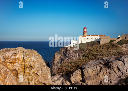 Leuchtturm, Cabo de Sao Vicente, Costa Vicentina, Algarve, Portugal Stockfoto