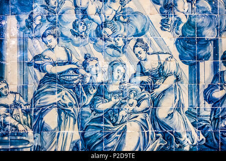 Fliesen- bilder Azulejos, regionale Museum im Kloster Nossa Senhora da conceicao, Beja, Alentejo, Portugal Stockfoto