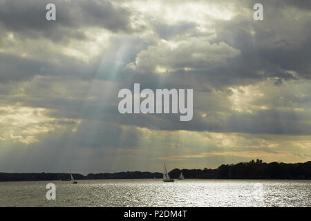 Segelboot auf dem See Wannsee vor einem Gewitter, Brandenburg, Deutschland, Europa Stockfoto