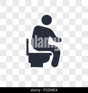 Mann sitzt auf der Toilette vektor Icon auf transparentem Hintergrund isoliert, man auf der Toilette sitzt logo Konzept Stock Vektor