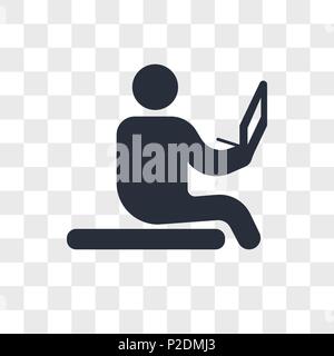Auf dem Fußboden sitzen und lesen Vektor Icon auf transparentem Hintergrund isoliert, sitzen auf dem Boden und Lesen logo Konzept Stock Vektor