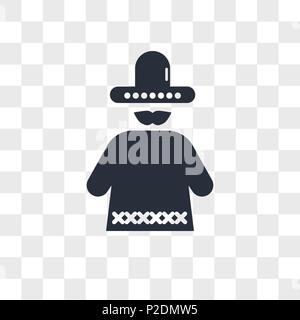 Mexikanische mann Vektor Icon auf transparentem Hintergrund isoliert, Mexikanische man logo Konzept Stock Vektor