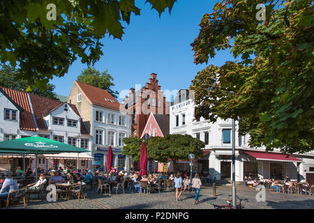 Cafés, Nordermarkt, Flensburg, Ostsee, Schleswig-Holstein, Deutschland Stockfoto