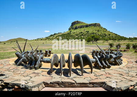Zulu Denkmal am Isandlwana Schlachtfeld Südafrika Stockfoto