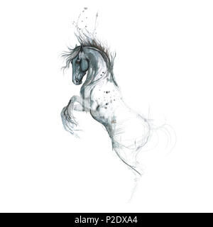 Aquarell von Pferd, Tattoo Design Stockfoto