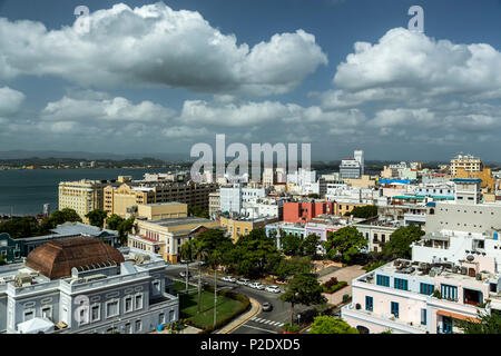 Luftbild der Altstadt von San Juan, Puerto Rico. Stockfoto