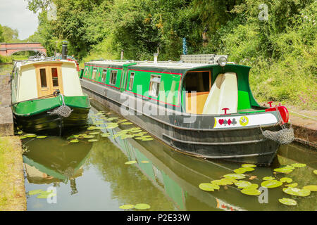 Kanal Boote bei Foxton Locks cana Becken Stockfoto