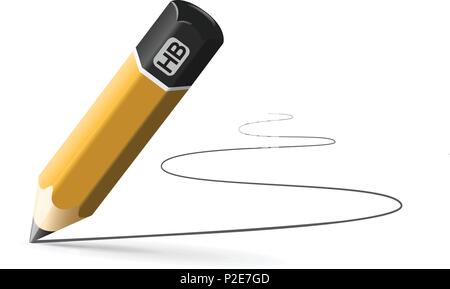 Einfachen Bleistift hb mit gezeichnete Linie auf weißem Hintergrund Stock Vektor