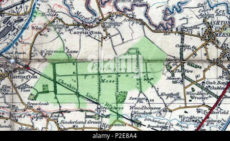 . Englisch: Die Karte ist Bolton und Manchester, England und Wales beliebt (4.) Ausgabe. Im Jahr 1937 veröffentlicht. Basierend auf 1924 Mapping. Von Joyce Whitchurch gespendet. Grüne Grenze ab Seite 17 von Nicholls, Robert (1985) von Manchester Schmalspurbahnen: Chat Moss und Carrington, Fincas, Schmalspurbahn, Gesellschaft, ISBN 0950716928 7/8 zu zeigen Carrington Moos genommen. 1937. Ordnance Survey 11 Carrington moss Karte 1937 Stockfoto