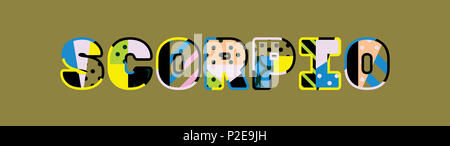 Das Wort SKORPION Konzept in farbenfrohe abstrakte Typografie geschrieben. Stockfoto