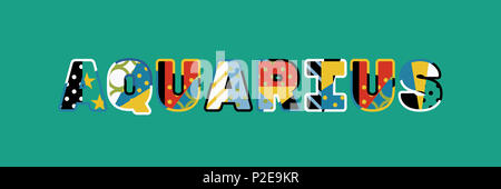 Das Wort WASSERMANN Konzept in farbenfrohe abstrakte Typografie geschrieben. Stockfoto