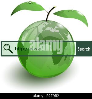 Glas Apfel Obst earth www Balken auf weißem Hintergrund Stock Vektor