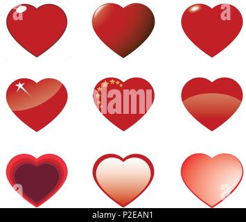 Einstellen der Herzen isoliert Stock Vektor