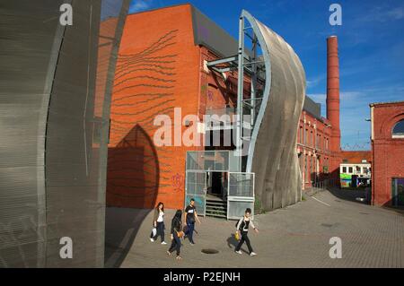 Frankreich, Nord, Lille, Wazemmes, Ziegel und Stahl Fassade des Maison Folie Stockfoto