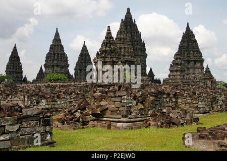 Indonesien, Java, Prambanan, Stein hinduistischen Tempeln als Weltkulturerbe der UNESCO Stockfoto