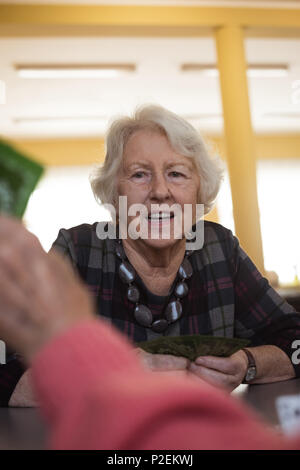 Senioren Freunde Spielkarten Stockfoto