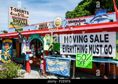 Florida Upper Florida Keys, Islamorada, in Limbo, Geschäft, außen, Geschäft, Souvenirs Display Verkauf Umzug Verkauf alles muss gehen, Liquidation, 50% d Stockfoto