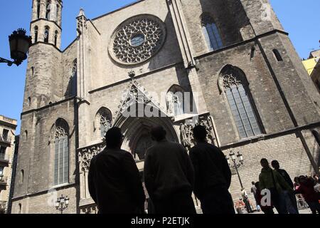 Spanien - Katalonien - Barcelonés (Kreis) - Barcelona. Barcelona (Hauptstadt); fachada de la Iglesia de Santa María del Mar; Barrio La Ribera/El Borne. Stockfoto