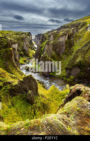 Skafta, Fluss, Schlucht, Canyon, Kirkjubaejarklaustur, Fjadrargljufur, Island, Europa Stockfoto