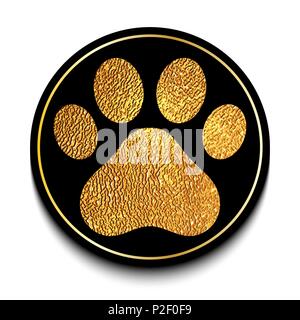 Golden animal Pfotenabdruck auf weißem Hintergrund Stock Vektor