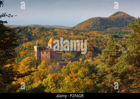 Burg Berwartstein, in der Nähe von Erlenbach, Dahner Felsenland, Pfälzer Wald, Rheinland-Pfalz, Deutschland Stockfoto