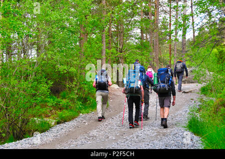 Aufstieg zur prektestolen oder Kanzel in Norwegen Stockfoto