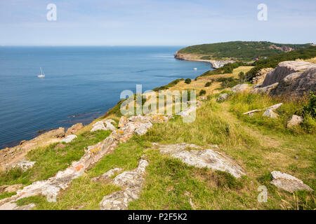 Blick von der Burg Ruinen und mittelalterlichen Festung Hammershus, Mittelalter, Ostsee, Bornholm, Dänemark, Europa Stockfoto