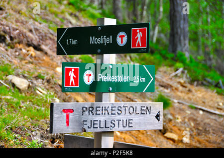 Aufstieg zur prektestolen oder Kanzel in Norwegen Stockfoto