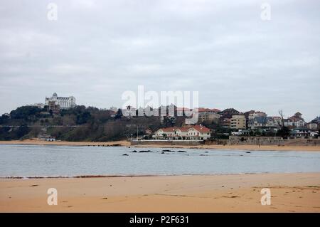 Playa Bikinis, Peninsula de la Magdalena, Santander. Stockfoto