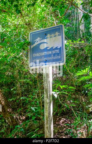 Thailand Songkhla Provinz, Tarutao National Marine Park, Ko Tarutao Insel, Benachrichtigung bei einem Tsunami Stockfoto