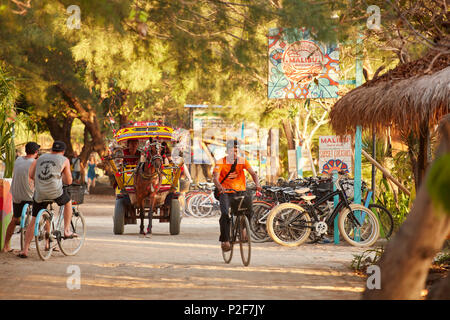 Pferdekutsche, Westseite, Gili Trawangan, Lombok, Indonesien Stockfoto