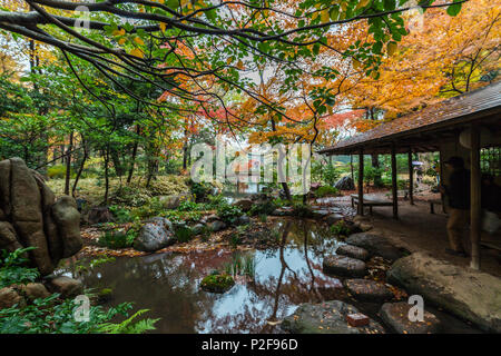 Rest House in Rikugien Garten im Herbst, Taito-ku, Tokyo, Japan Stockfoto