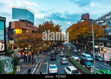 Stau an der Omotesando im Herbst, Shibuya, Tokio, Japan Stockfoto