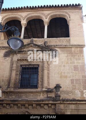 Palacio de los Villalones, tambiŽn conocido como El Palacio del Orive, arquitectura zivilen Cordobesa renacentista, construido por Hernan Ruiz II en 1560. Sede de la concejalia de Cultura. Cordoba. Stockfoto