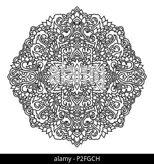 Abstrakte mandala Ornament. Asiatische Muster. Schwarze und weiße authentischen Hintergrund. Vector Illustration. Stock Vektor